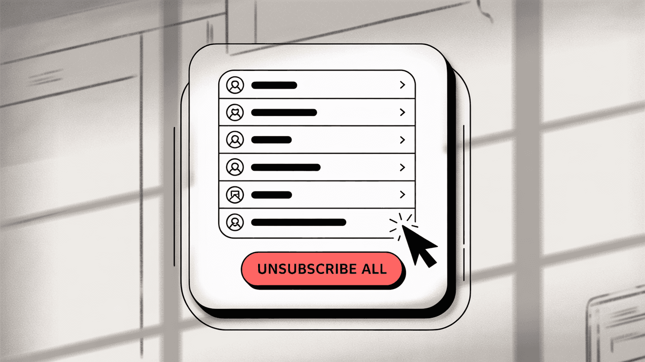 Bulk email unsubscriber interface showing sender list with unsubscribe and archive options